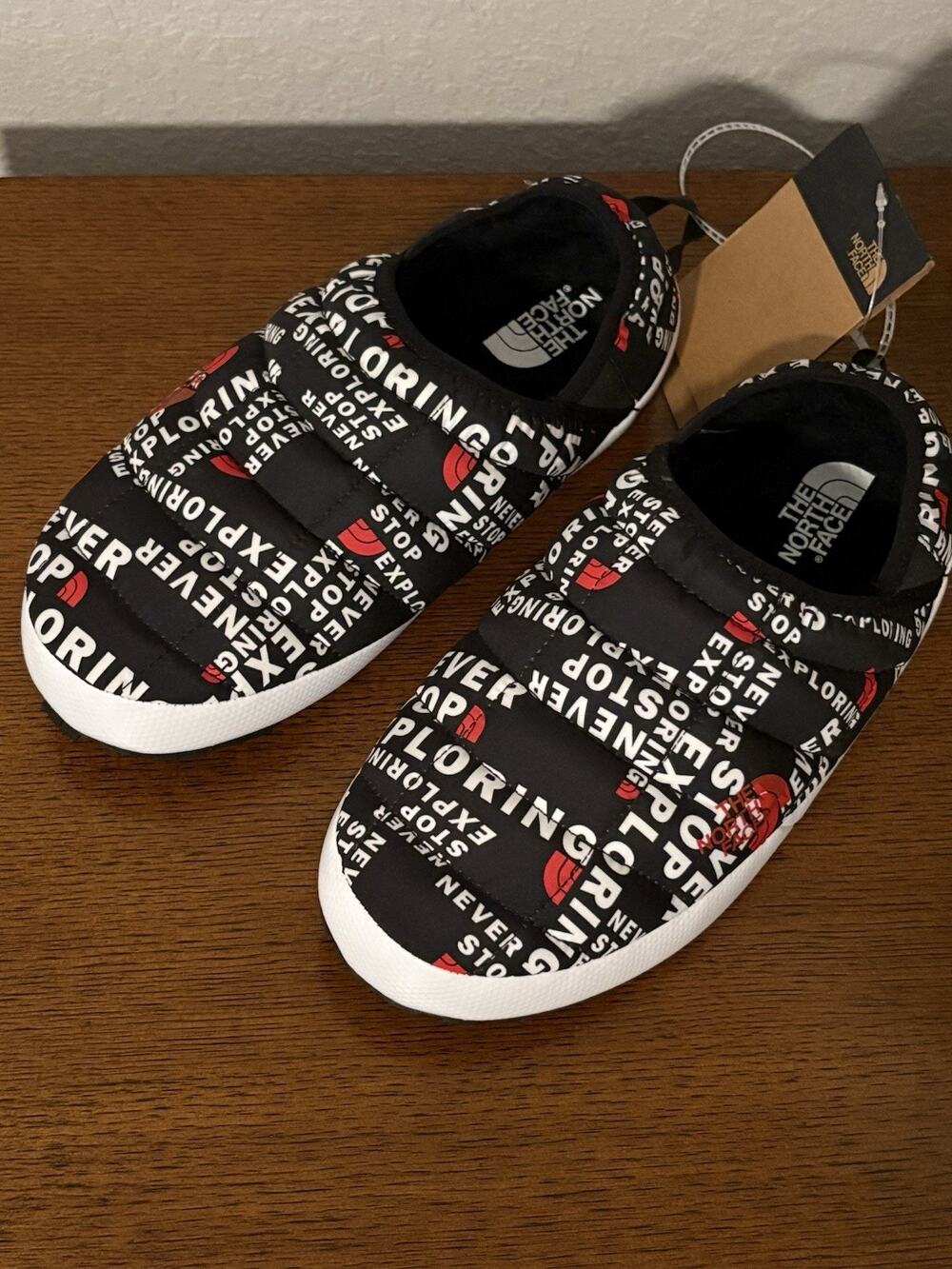 The North Face ThermoBall Traction Mule Slippers Black Logo Print Men's US 8 New